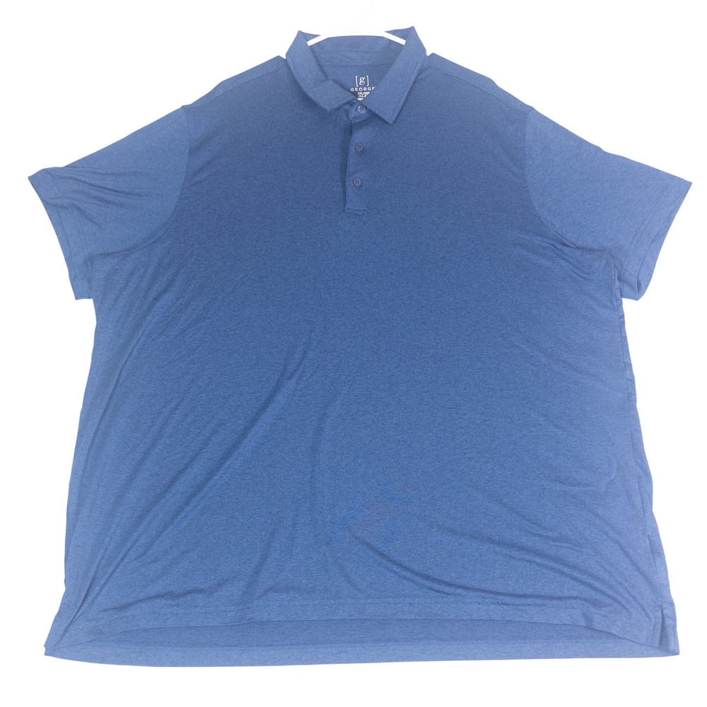 George Mens 3XL Blue Heathered Performance Polo Shirt Short Sleeve Stretch 3XG